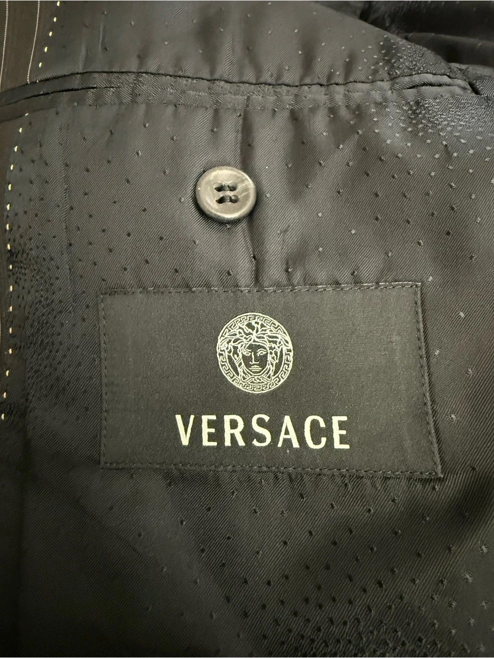 Versace Mens 48C 38R Wool Silk Black White Pinstripe Blazer Switzerland